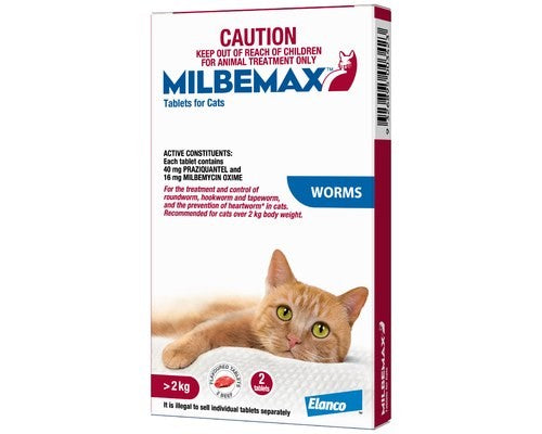 MILBEMAX FLAVOURED WORMING TABLET FOR CATS OVER 2KG 2 PACK