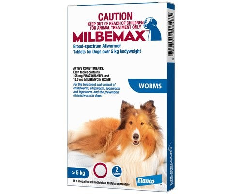 MILBEMAX FLAVOURED WORMING TABLETS FOR DOGS OVER 5KG 2 PACK
