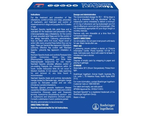 NEXGARD SPECTRA RED 30.1KG TO 60KG 3PK - PAMPERED PETZ HORNSBY