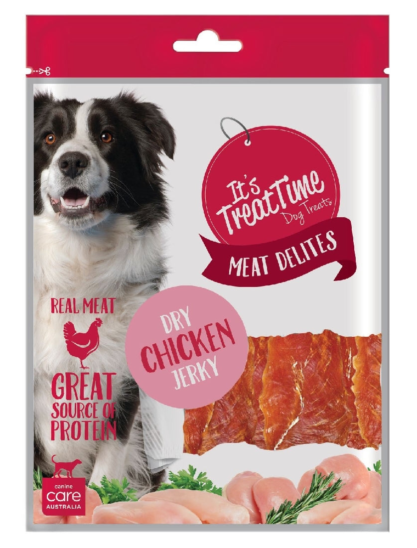 IT'S TREAT TIME MEAT DELITES DOG TREATS CHICKEN JERKY 500G