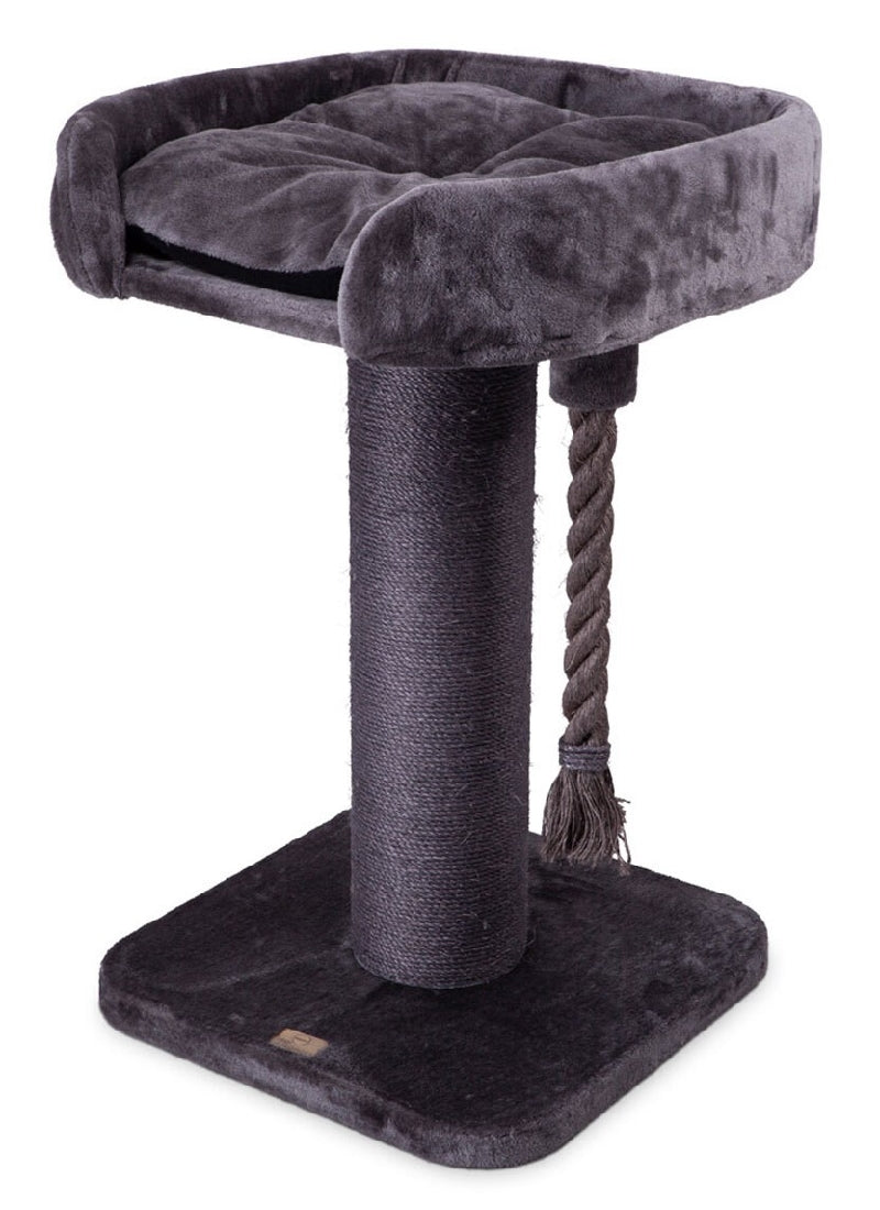 KAZOO HIGH BED SCRATCH POST WITH ROPE - CHARCOAL PLUSH HEIGHT 1M (CLICK & COLLECT OR LOCAL DELIVERY ONLY)