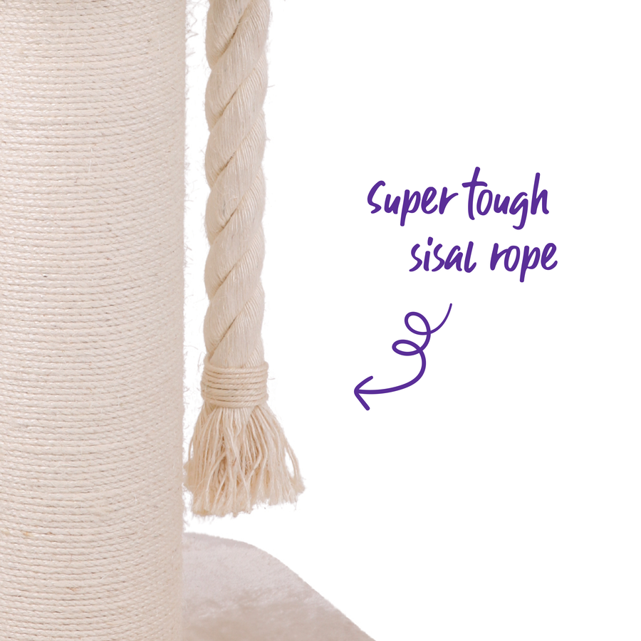 KAZOO HIGH BED SCRATCH POST WITH ROPE - CHARCOAL PLUSH HEIGHT 1M (CLICK & COLLECT OR LOCAL DELIVERY ONLY)