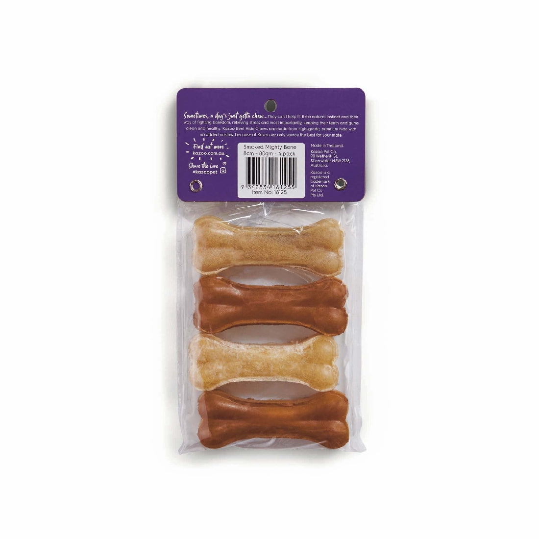 KAZOO SMOKED MIGHTY PRESSED BONE 8CM 80GM 4PK