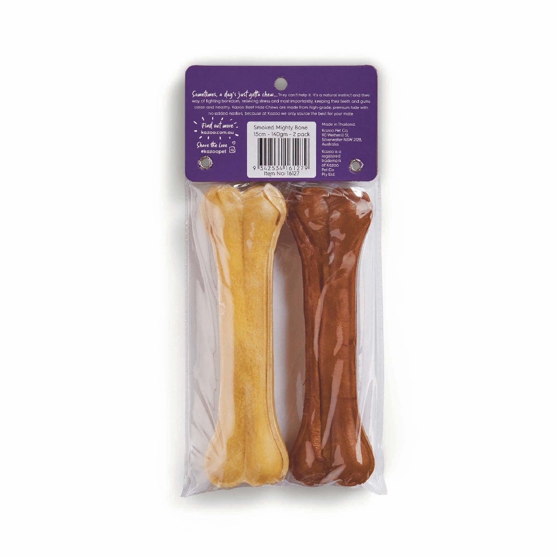 KAZOO SMOKED MIGHTY PRESSED BONE 15CM 140GM 2PK
