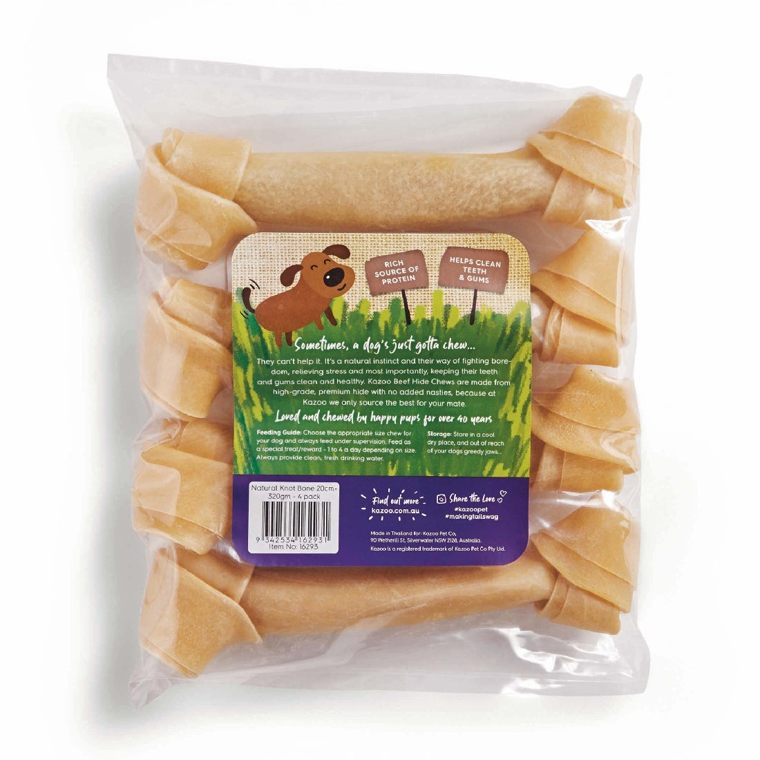 KAZOO NATURAL KMOT BONE 20CM 320GM 4PK