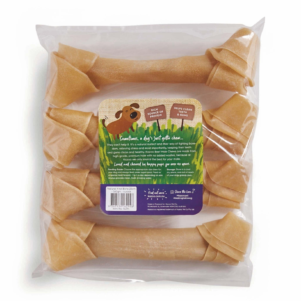 KAZOO NATURAL KNOT BONE 22CM 560GM 4PK