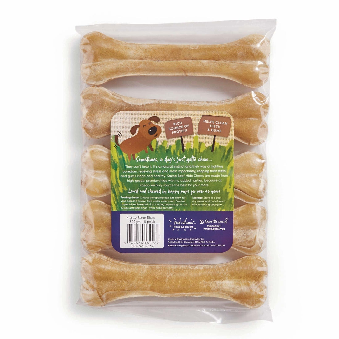 KAZOO PRESSED MIGHTY BONE 15CM 300GM 5PK