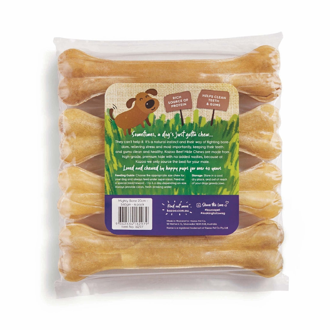 KAZOO PRESSED MIGHTY BONE 20CM 560GM 4PK