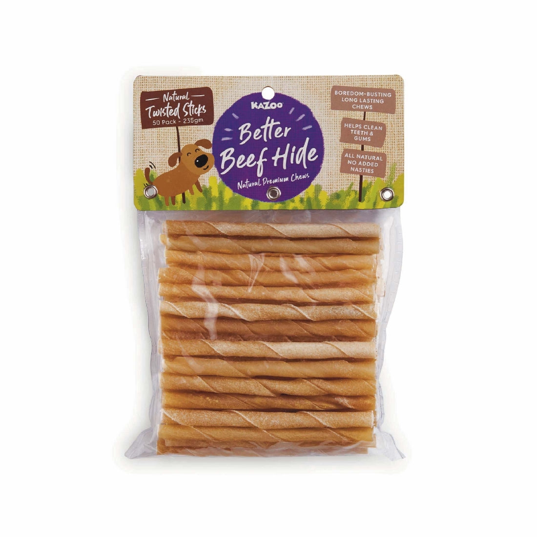 KAZOO NATURAL TWISTED STICK 11CM 235GM 50PK