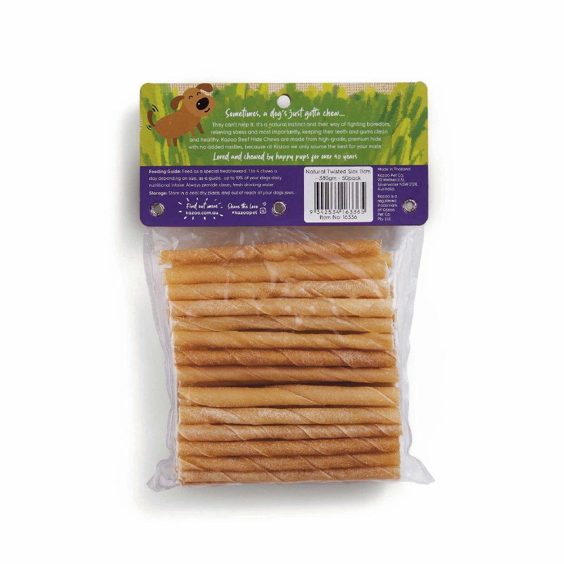 KAZOO NATURAL TWISTED STICK 11CM 235GM 50PK