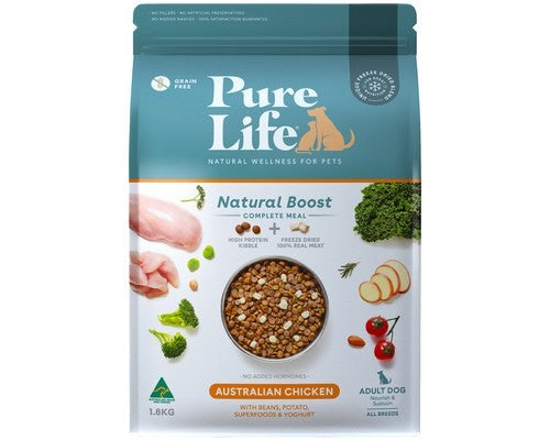 PURE LIFE NATURAL BOOST DRY ADULT DOG FOOD CHICKEN 1.8KG