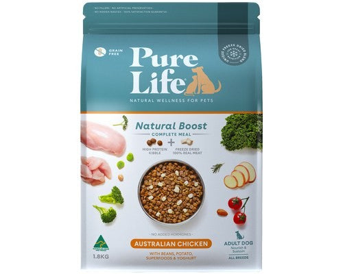 PURE LIFE NATURAL BOOST DRY ADULT DOG FOOD CHICKEN 1.8KG