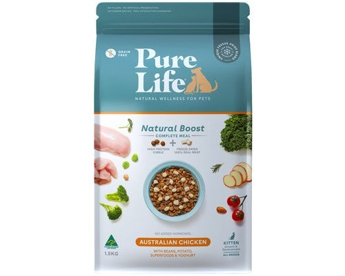 PURE LIFE NATURAL BOOST DRY KITTEN FOOD CHICKEN 1.5KG