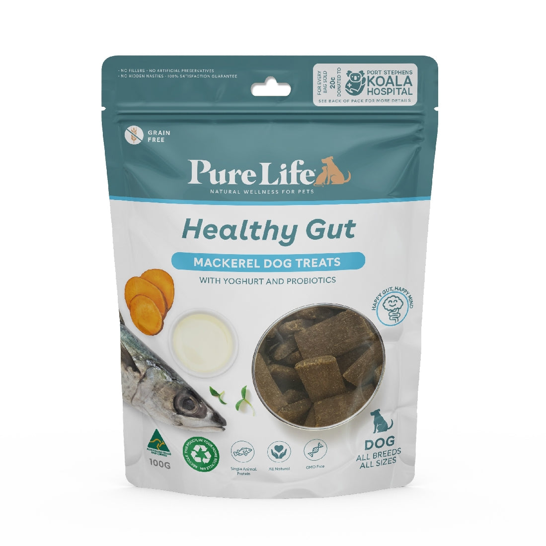 PURE LIFE DOG TREATS HEALTHY GUT 100G