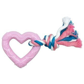 FURRY FACE DOG TOYS LIL PUPS TEETHER HEART PINK