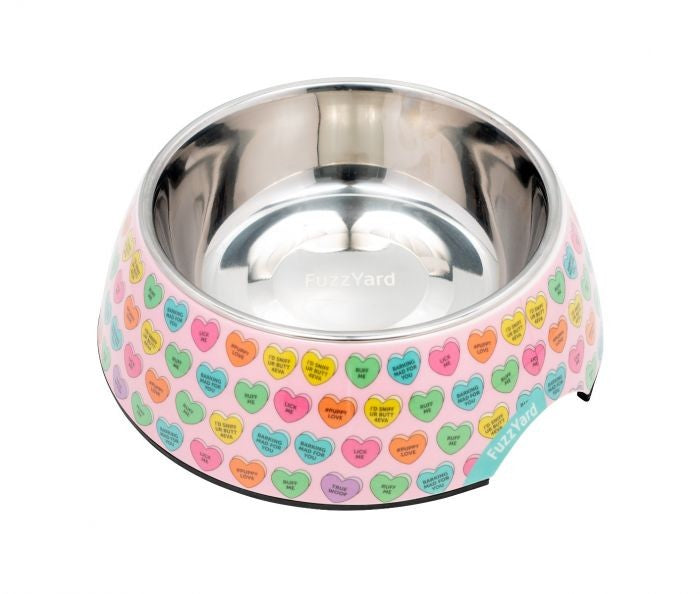 FUZZYARD EASY FEEDER CANDY HEARTS BOWL LARGE