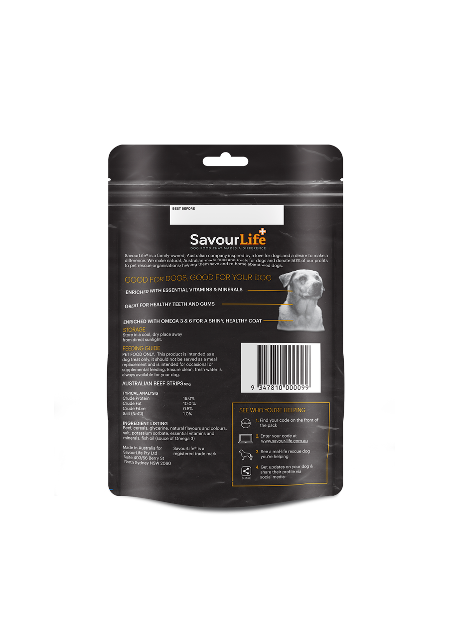 SAVOURLIFE AUSTRALIAN BEEF STRIPS 165G