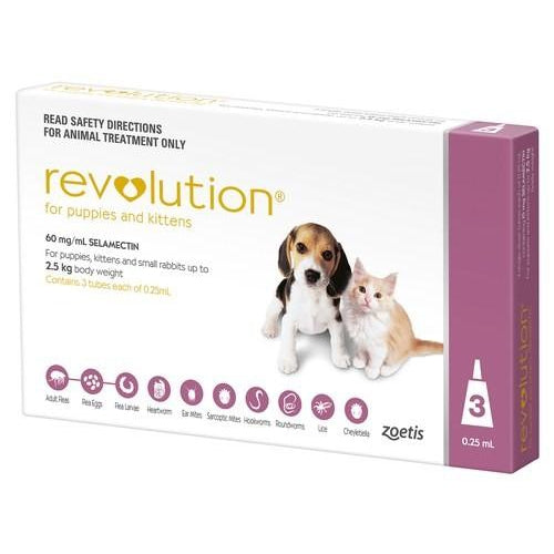 REVOLUTION KITTEN/PUPPY PINK UP TO 2.5KG 3PK