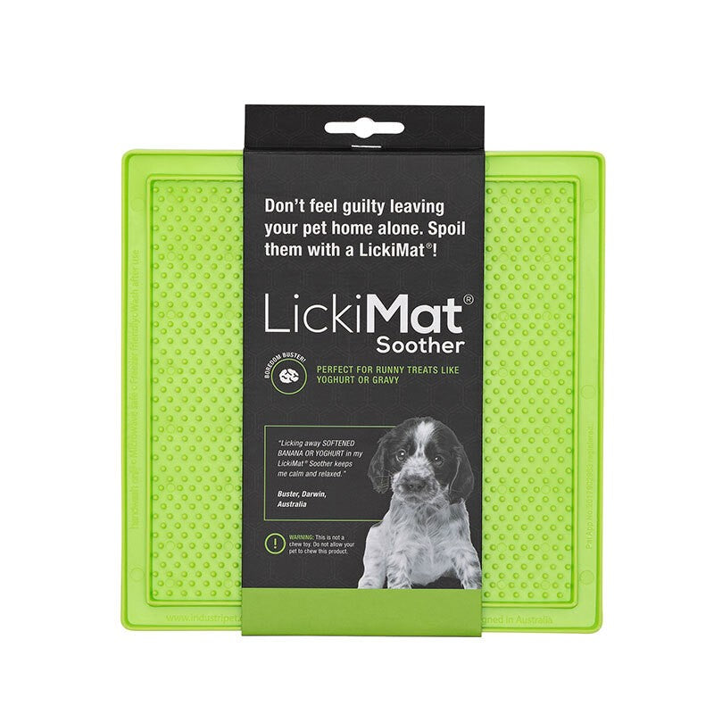 LICKIMAT SOOTHER ORIGINAL SLOW FOOD LICKING MAT FOR CATS & DOGS - GREEN