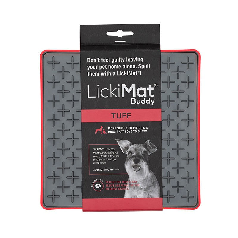 LICKIMAT BUDDY TUFF SLOW FOOD ANTI ANXIETY LICKING MAT FOR DOGS - RED