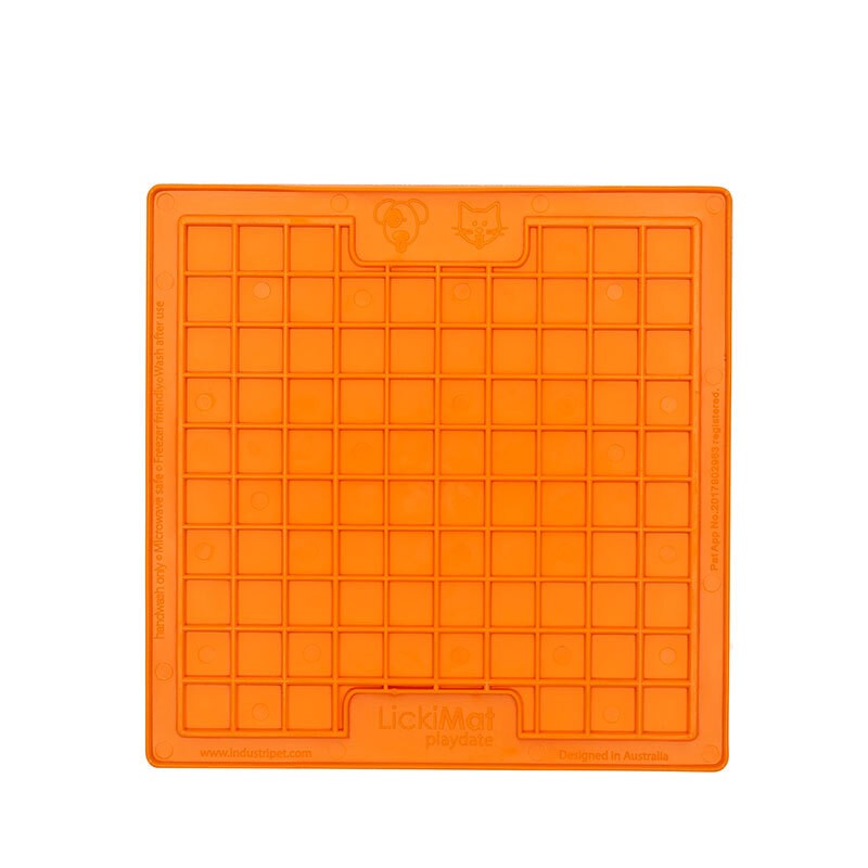 LICKIMAT PLAYDATE ORIGINAL SLOW FOOD LICKING MAT FOR CATS & DOGS - ORANGE