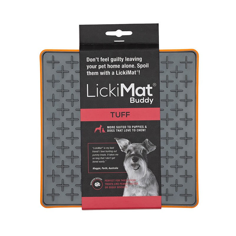 LICKIMAT BUDDY TUFF SLOW FOOD ANTI ANXIETY LICKING MAT FOR DOGS - ORANGE