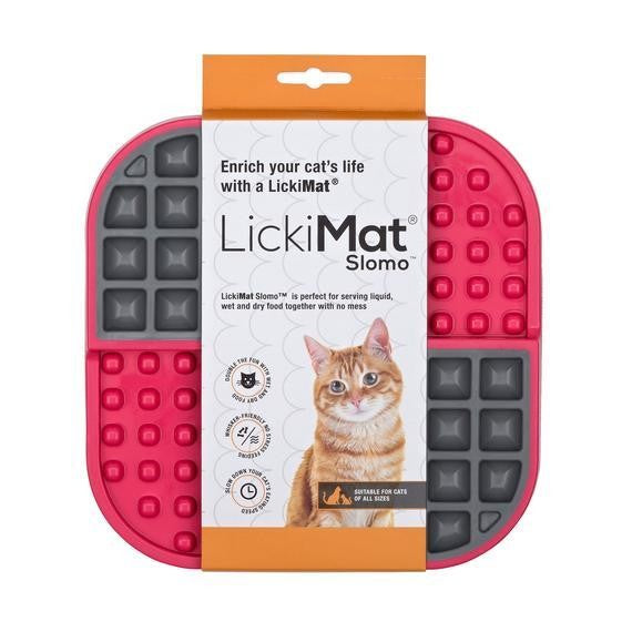 LICKIMAT SLOMO WET & DRY DOUBLE SLOW FOOD CAT BOWL - PINK