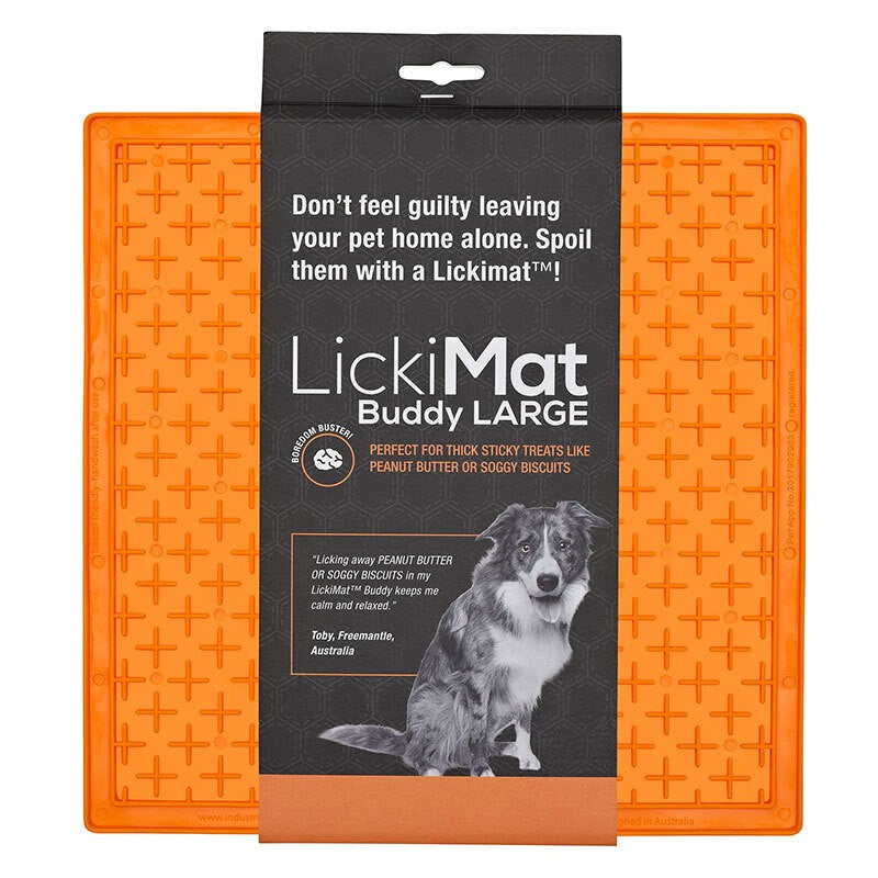 LICKIMAT BUDDY ORIGINAL SLOW FOOD ANTI-ANXIETY LICKING MAT FOR DOGS EXTRA LARGE - ORANGE