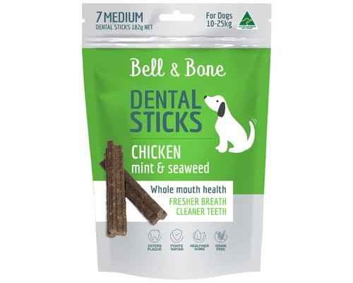 BELL AND BONE CHICKEN WITH MINT AND SEAWEED DENTAL STICK MEDIUM182G