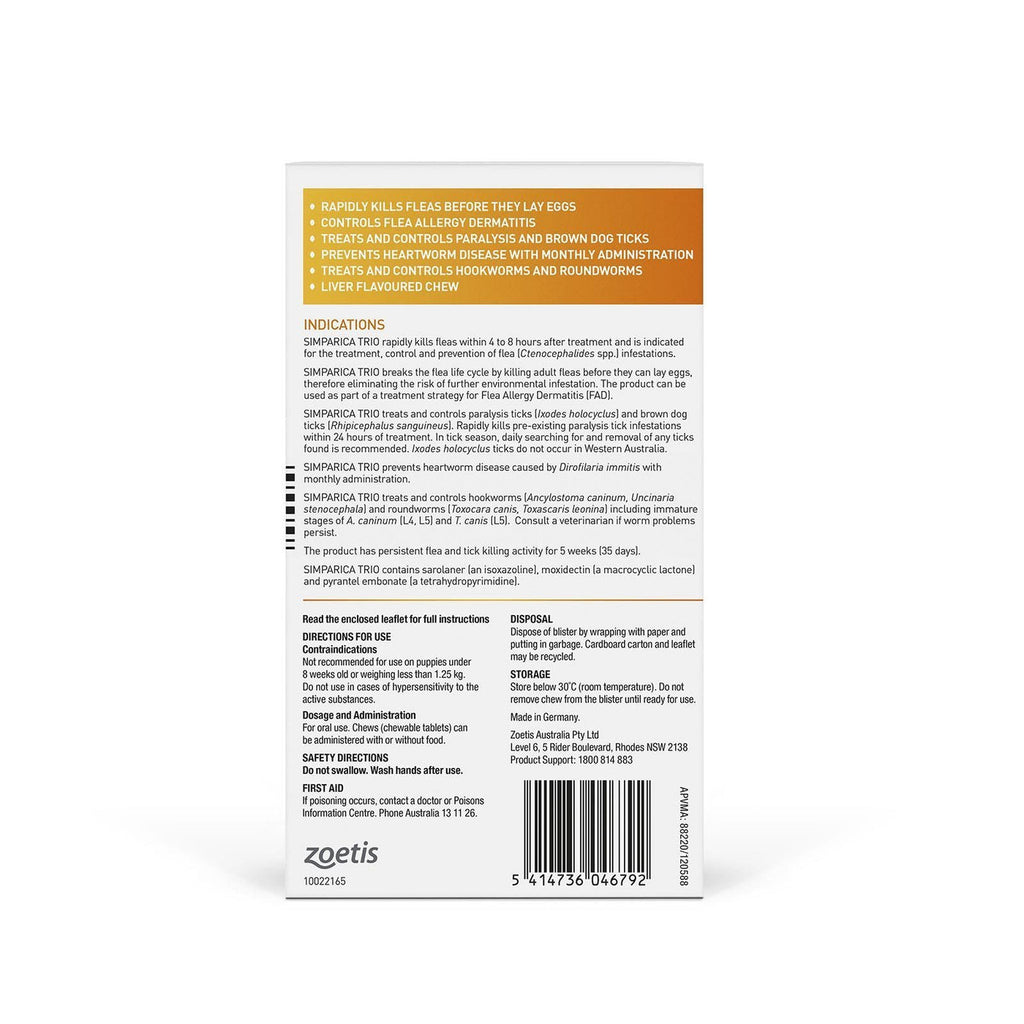 SIMPARICA TRIO 1.3-2.5KG YELLOW 3 PACK